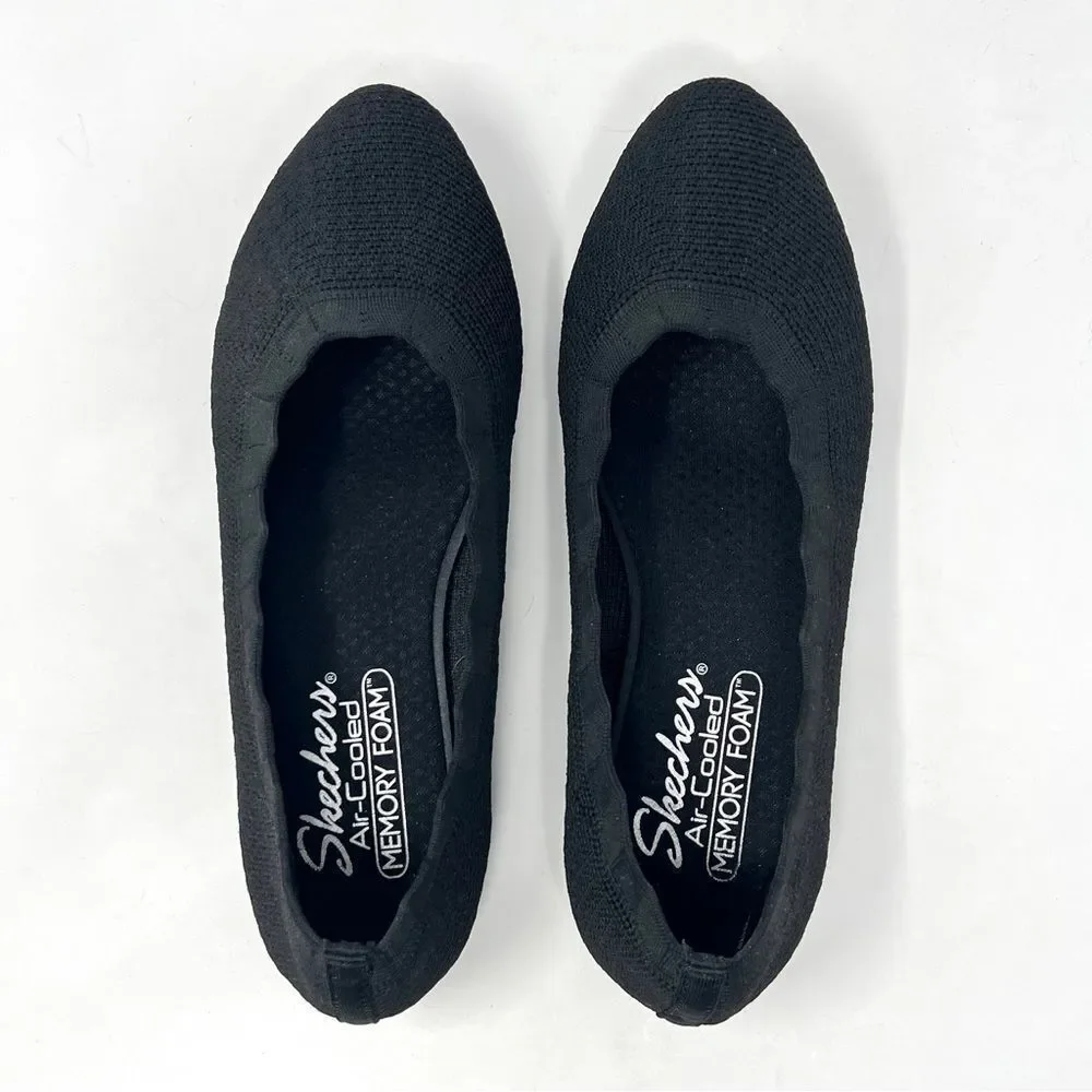 Skechers Cleo 2.0 Love Spell Black Woven Stretch Fit Knit Memory Foam Flats 7.5